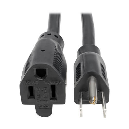 3 ft Extension Cord, 5 15P to 5 15R, 15A, 14 AWG, Black | Tripp Lite