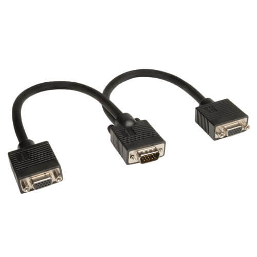 2way/Port SVGA/VGA Splitter/Y/T/Duplicator Monitor/TV Cable/Cord,1Male 2Female{W 