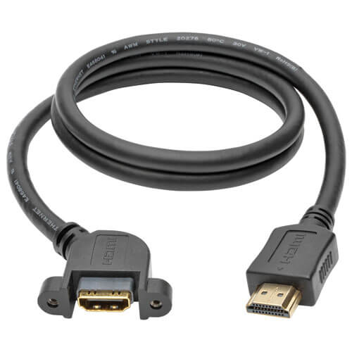 High-Speed HDMI Cable, Ethernet, Panel Mount, 3-ft. | Tripp Lite