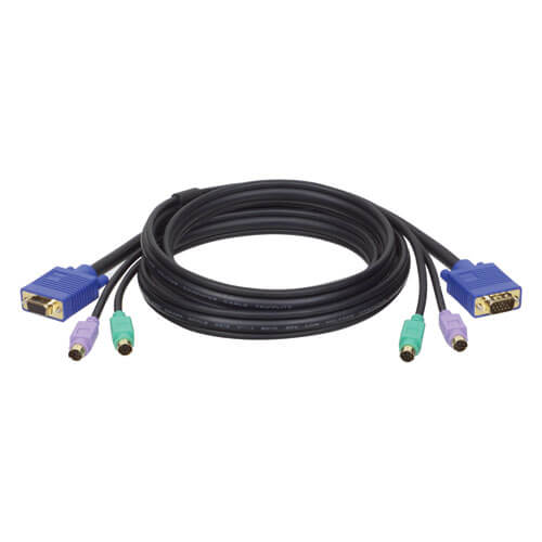 SVGA and 2 PS/2 KVM Cable HD15 Male and 2 x MiniDin6 Male 6 Foot Black 