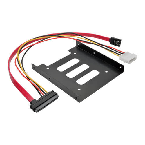 2.5" to 3.5" HDD/SSD Metal Mounting Kit Bracket w/ SATA & Molex Power Cable 