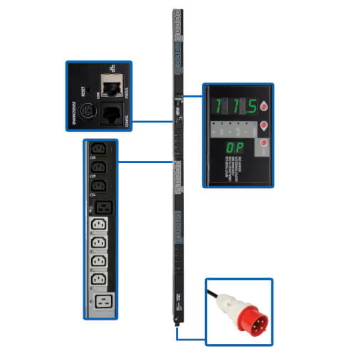 3-Phase Monitored PDU, 42 x C13, 6 x C19 Outlets, 230V, TAA 