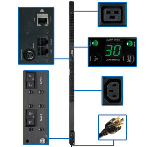 TAA Compliant Single Phase Monitored PDU 5 5 8kW 30A 208 240V 0U