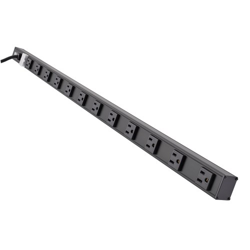 Black//Gray 15 Cord with 5-15P Plug 36 Length Tripp Lite 12 Right Angle Outlet Bench /& Cabinet Power Strip
