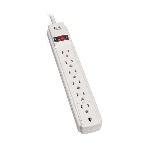 6 Outlet Power Strip with 15' Cord - 3-prong - 6 x AC Power - 15 ft Cord -  110 V AC Voltage - Strip, Wall Mountable - Platinum - Thomas Business  Center Inc