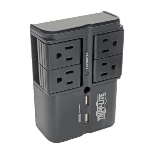 Surge Protector, 4 Rotating Outlets, Direct Plug, 1080 Joules 
