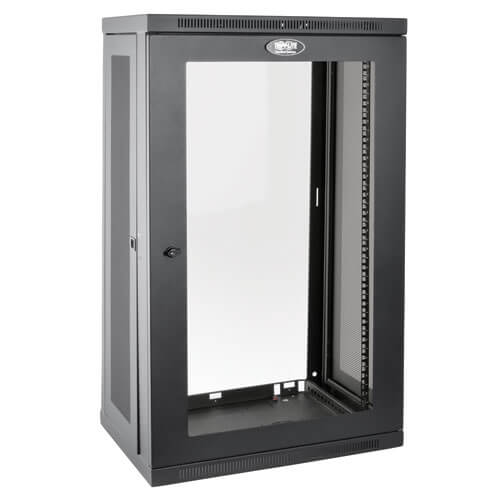 19 Inch 21U 500mm Deep Wall Mount Network Cabinet Rack Glass Door w/lock Black 