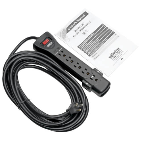 Tripp Lite Regleta de alimentación de 7 salidas NEMA 5-15R AC 25' Cable  5-15P Carcasa negra (PS725B)