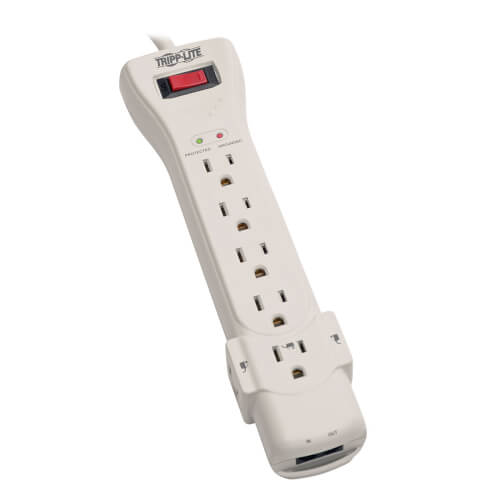 Right Angle Plug Tripp Lite 7 Outlet Surge Protector Power Strip 7ft Cord & $75,000 INSURANCE 2160 Joules SUPER-7 SUPER7