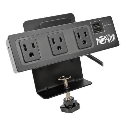 Table Clamp Mount Power Outlet with USB,Surge Protector Power Strip,Desktop 