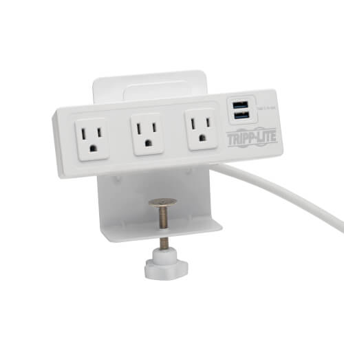 Top Power 3 AC Outlet Wall Mount Surge Protector with Dual USB Charging Port 