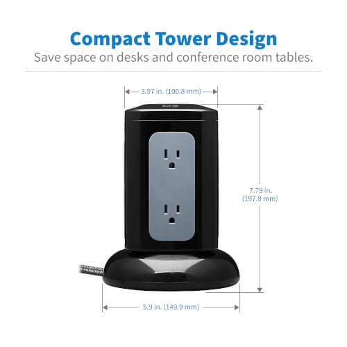 Power Strip Surge Protector With 11 AC Outlets, 6 USB Ports & Type C, 10ft Long Cord, Flat Plug
