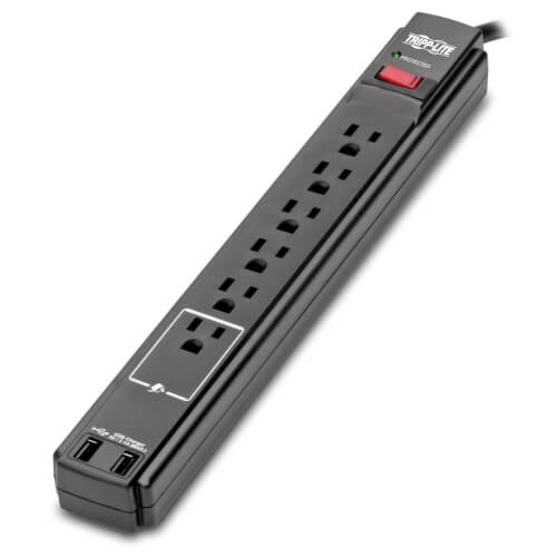 GE 6 Outlet Strip Surge Protector with 4ft Cord and 2 Usb 