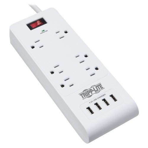 2-Pack Black 500 Joule Basics 6-Outlet Surge Protector Power Strip with 2 USB Ports 
