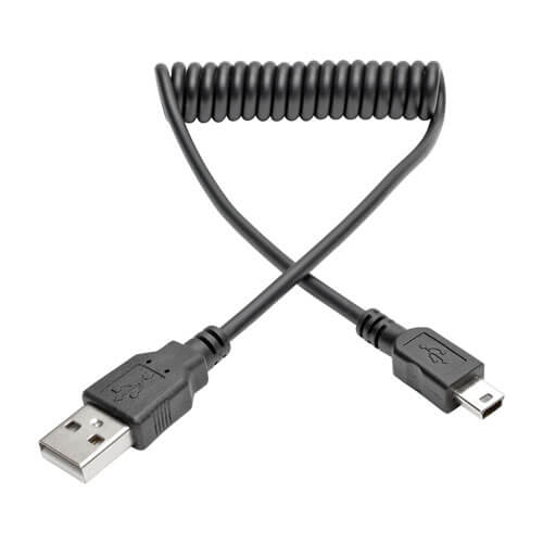 Generic 3M Spring Coiled USB 2.0 Male to Mini USB Data Sync Charger Cable for MP3 GPS Camera Extension Hard Drives 