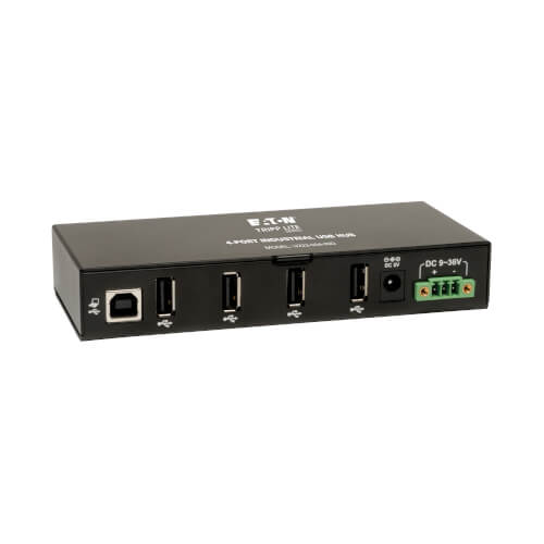 Manhattan 4-Port Industrial USB 3.0 Hub Four USB 3.0 Type-A Ports A/C Screw-Lock Security 161411 20 Kv ESD Protection Metal Housing Bus and Terminal-Block Power Options Wall Mountable DIN Rail 