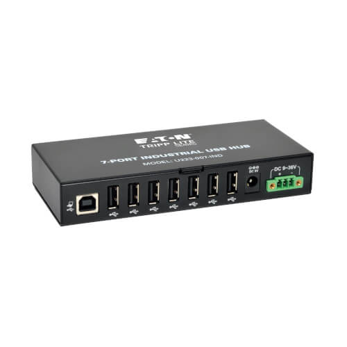 7 Port USB 3.2 Gen 1 Mini Powered Hub w/ ESD Surge Protection & Power  Adapter