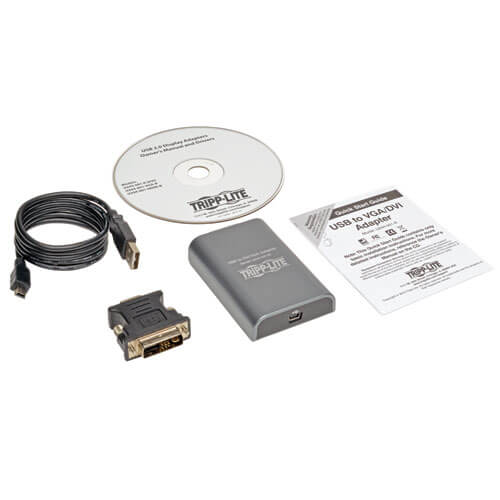 USB-A to DVI VGA Dual Monitor External Video Card, 1080p 60hz 