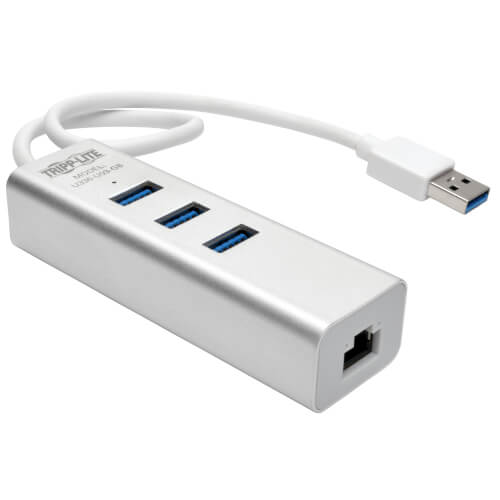 USB 3.0 to Gigabit Ethernet Adapter, 3 Port USB 3.0 Hub | Tripp Lite