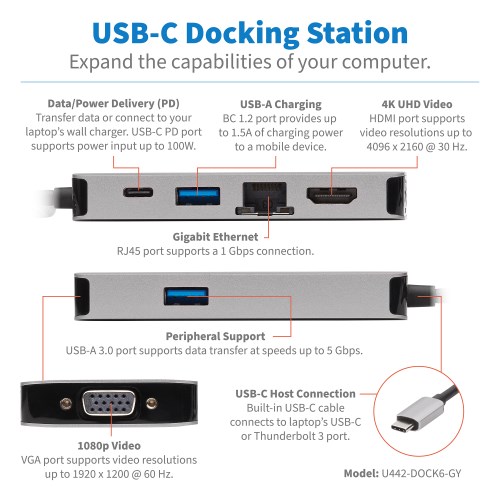 U442-DOCK6-GY other view large image | Docks, Hubs & Multiport Adapters