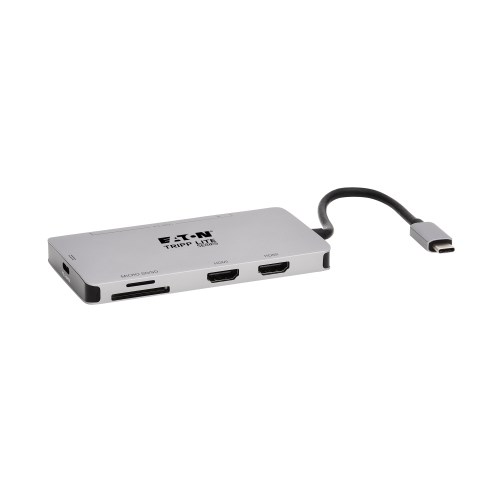 U442-DOCK5D-Gy Tripp Lite USB C Docking Station USB Hub 4K HDMI GbE SD Card Reader Pd Charging 