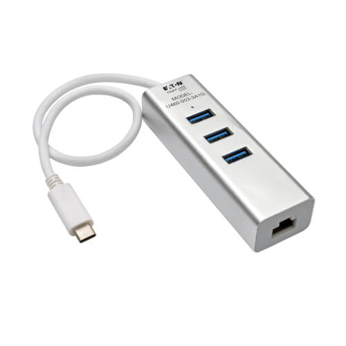 Hvert år Skilt tom 3-Port USB-C Hub, Gigabit Ethernet, USB-A, Charging | Eaton