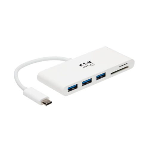 USB-C® to Ethernet Adapter with 3-Port USB Hub - White, USB Hubs and Cards, USB Cables, Adapters, and Hubs