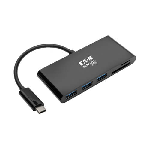 3-Port USB-C Hub, SD Card Reader, USB-A, USB 3.0 | Eaton