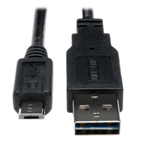 Yellow Type A Micro-B  2m Lindy 30907 USB 2.0 Flat Reversible Cable 