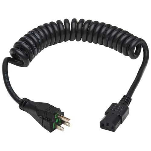 coiled power cord plug