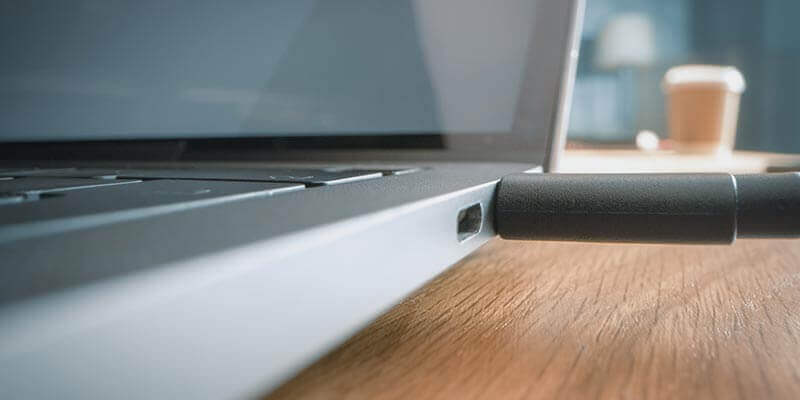 The MacBook Pro doesn't have a USB port, but there's a device for that