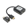 Transmitter and receiver units extend an HDMI audio/video signal up to 100 ft. via Cat5e/6 cable.<br>
