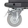 Soft medical-grade swivel casters with non-marking wheels roll smoothly over rough flooring to protect devices.