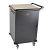 Heavy-duty steel construction with a black powder-coated finish provide the cart with long-term durability.
