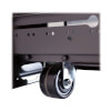 Pre-installed casters facilitate positioning of the rack.