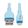 Safe-IT USB-A to Lightning Sync/Charge Antibacterial Cable (M/M), Ultra Flexible, MFi Certified, Light Blue, 3 ft. (0.91 m) M100AB-003-S-LB