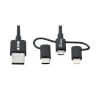 Universal USB-A to Lightning, USB Micro-B and USB-C Sync/Charge Cable (M/3xM), MFi Certified, Black, 6 ft. (1.8 m) M101-006-LMC-BK