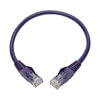 Purple color-coding helps you identify the connection in a crowded switch or patch panel.