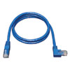The N204-003-BL-RA’s right-angle connector makes network connections easier in tight corners and other space-constrained areas.