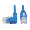 Left-Angle Cat6 Gigabit Molded Slim UTP Ethernet Cable (RJ45 Left-Angle M to RJ45 M), Blue, 1 ft. (0.31 m) N204-S01-BL-LA