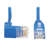 Down-Angle Cat6 Gigabit Molded Slim UTP Ethernet Cable (RJ45 Right-Angle Down M to RJ45 M), Blue, 2 ft. (0.61 m) N204-S02-BL-DN