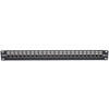 The 1U Cat6a patch panel features 24 fully-shielded ports for space-saving network connections in high-density installations.