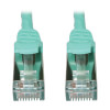 Cat6a 10G Snagless Shielded Slim STP Ethernet Cable (RJ45 M/M), PoE, Aqua, 1 ft. (0.3 m) N262-S01-AQ