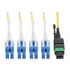 MTP/MPO (APC) to 4xLC (UPC) Singlemode Breakout Patch Cable, 40/100 GbE, QSFP+ 40GBASE-PLR4, Plenum, Yellow, 1 m (3.3 ft.) N390-01M-8LC-AP