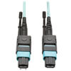 40G MTP/MPO Multimode OM3 Plenum-Rated Fiber Optic Cable (M/F), 12 Fiber, 40GBASE-SR4, Aqua, 5 m N842-05M-12-MF
