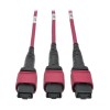 Color-coded magenta OM4 cables are easily distinguishable from traditional aqua OM3 multimode fiber.