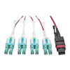 40G MTP/MPO to 4xLC Fan-Out OM4 Plenum-Rated Fiber Optic Cable, 40GBASE-SR4, Push/Pull Tabs, Magenta, 2 m N845-02M-8L-MG