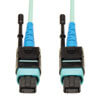 100G MTP/MPO Multimode OM3 Plenum-Rated Fiber Optic Cable (CXP), 24 Fiber, 100GBASE-SR10, Push/Pull Tabs, Aqua, 1 m N846-01M-24-P