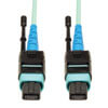 100G MTP/MPO Multimode OM3 Plenum-Rated Fiber Optic Cable (CXP), 24 Fiber, 100GBASE-SR10, Push/Pull Tabs, Aqua, 2 m N846-02M-24-P