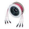 OM4-rated multimode fiber optic fan-out cable has 3 female MTP/MPO connectors on each end.